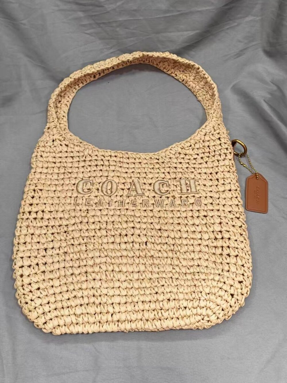 Coach Natural Straw Crochet Tote Bag